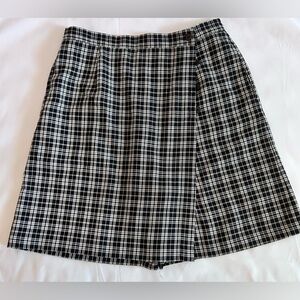 Talbots Plaid Black and White Wrap Skort Size 12